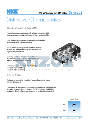 JS0204FP4-S datasheet - Ultra-Miniature SMT DIP Slides