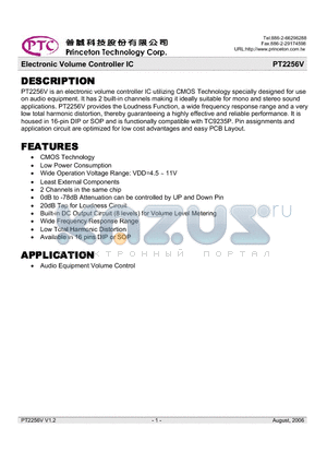 PT2256V-SN datasheet - Electronic Volume Controller IC