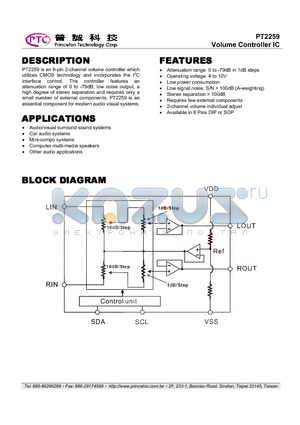 PT2259_09 datasheet - Volume Controller IC