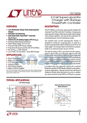 LTC3226EUD datasheet - 2-Cell Supercapacitor Charger with Backup PowerPath Controller