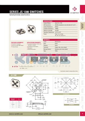 JS1300 datasheet - NAVIGATION SWITCHES