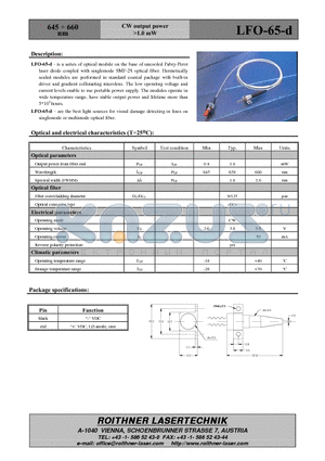 LFO-65-D datasheet - CW output power > 1.0mW