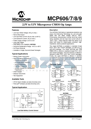 MCP606I/SL datasheet - 2.5V TO 5.5V MICROPOWER CMOS OP AMPS