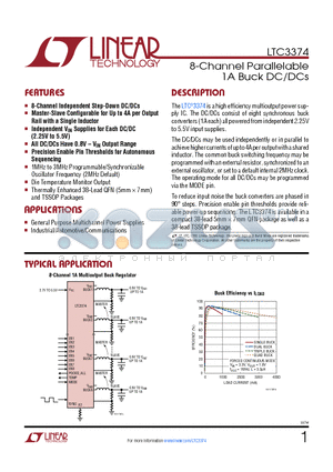 LTC3374 datasheet - 8-Channel Parallelable 1A Buck DC/DCs