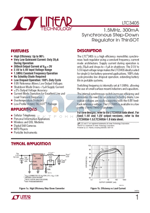 LTC3405 datasheet - 1.5MHz, 300mA Synchronous Step-Down Regulator in ThinSOT