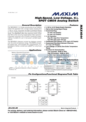 MAX4644_11 datasheet - High-Speed, Low-Voltage, 4Y, SPDT CMOS Analog Switch