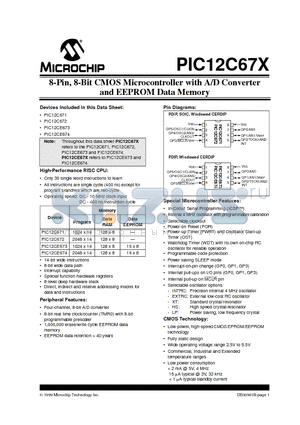 PIC12C671 datasheet - 8-Pin, 8-Bit CMOS Microcontroller with A/D Converter and EEPROM Data Memory