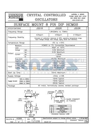 JS51R datasheet - SURFACE MOUNT 8 PIN DIP HCMOS
