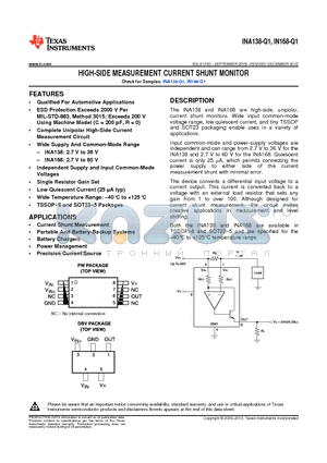 INA138-Q1 datasheet - HIGH-SIDE MEASUREMENT CURRENT SHUNT MONITOR