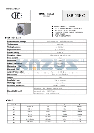 JSB-53FC datasheet - TIME RELAY 0.05S~24H