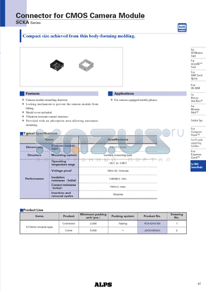 JSCKA0002A datasheet - Connector for CMOS Camera Module