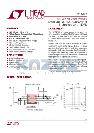 LTC3428EDD datasheet - 4A, 2MHz Dual Phase Step-Up DC/DC Converter in 3mm 3mm DFN