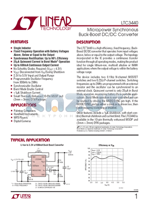 LTC3440 datasheet - Micropower Synchronous Buck-Boost DC/DC Converter