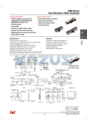 JSM05000SAQN datasheet - Sub-Miniature Slide Switches