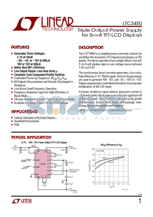 LTC3450 datasheet - Triple Output Power Supply for Small TFT-LCD Displays