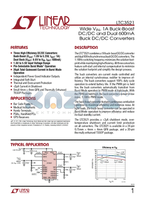 LTC3521 datasheet - Wide VIN, 1A Buck-Boost DC/DC and Dual 600mA Buck DC/DC Converters