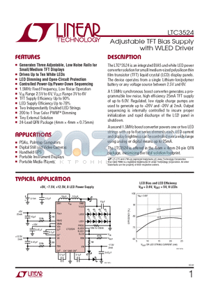 LTC3524 datasheet - Adjustable TFT Bias Supply with WLED Driver