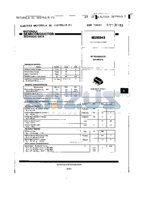 MXR5943 datasheet - RF TRANSISTOR NPN SILICON