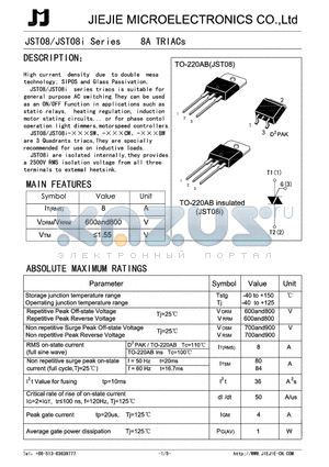 JST08 datasheet - 8A TRIACs