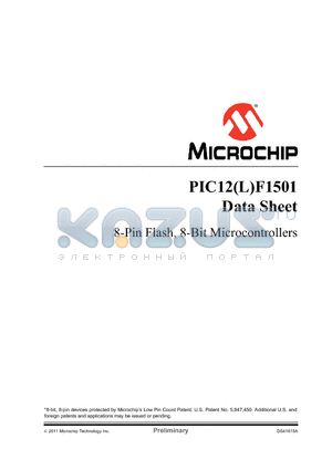 PIC12F1501 datasheet - 8-Pin Flash, 8-Bit Microcontrollers