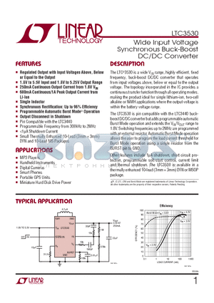 LTC3530EDD-PBF datasheet - Wide Input Voltage Synchronous Buck-Boost DC/DC Converter