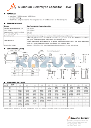 JSW datasheet - Aluminum Electrolytic Capacitor