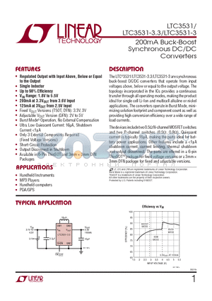 LTC3531 datasheet - 200mA Buck-Boost Synchronous DC/DC Converters