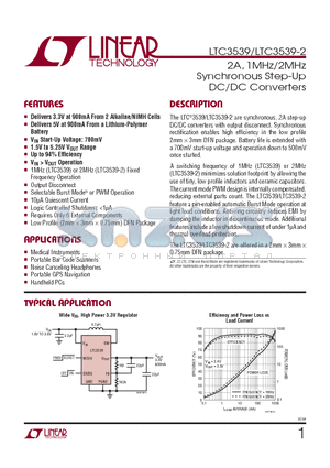 LTC3539 datasheet - 2A, 1MHz/2MHz Synchronous Step-Up DC/DC Converters