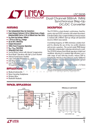 LTC3535EDD-PBF datasheet - Dual Channel 550mA 1MHz Synchronous Step-Up DC/DC Converter