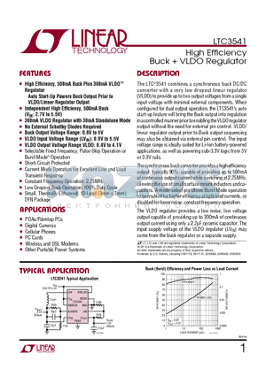 LTC3541 datasheet - High Efficiency Buck  VLDO Regulator