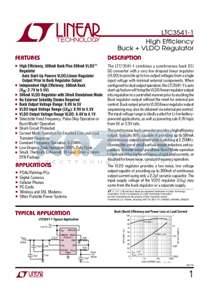 LTC3541EDD-1-PBF datasheet - High Efficiency Buck  VLDO Regulator