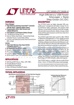 LTC3555EUFD-3-TRPBF datasheet - High Effi ciency USB Power Manager  Triple Step-Down DC/DC