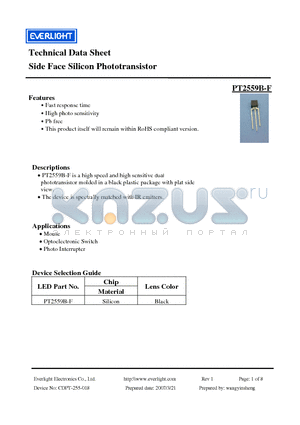 PT2559B-F datasheet - Side Face Silicon Phototransistor