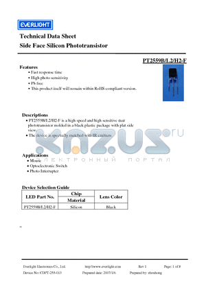 PT2559B-L2-H2-F datasheet - Side Face Silicon Phototransistor