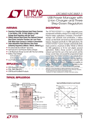 LTC3557EUF-1-TRPBF datasheet - USB Power Manager with Li-Ion Charger and Three Step-Down Regulators