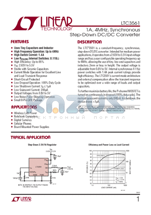 LTC3561 datasheet - 1A, 4MHz, Synchronous Step-Down DC/DC Converter