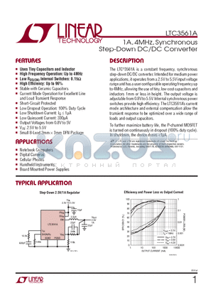 LTC3561A datasheet - 1A, 4MHz, Synchronous Step-Down DC/DC Converter