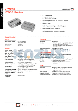 JTB0324D05 datasheet - DC-DC Power Supplies