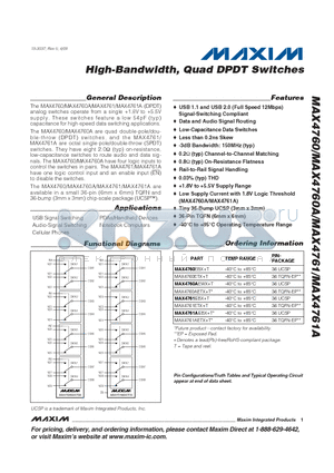 MAX4760 datasheet - High-Bandwidth, Quad DPDT Switches