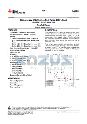 INA282-Q1 datasheet - High-Accuracy, Wide Common-Mode Range, Bi-Directional