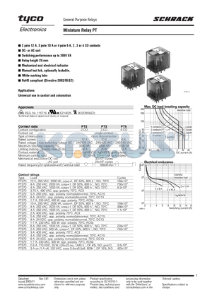 PT270024 datasheet - Miniature Relay PT