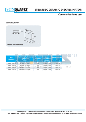 JTBM455C datasheet - CERAMIC DISCRIMINATOR