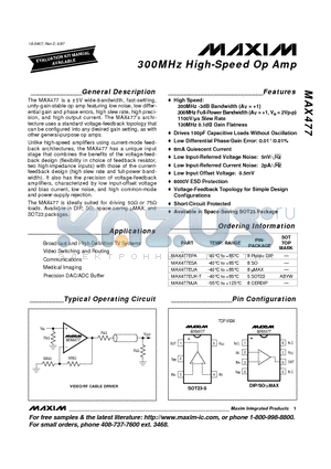 MAX477 datasheet - 300MHz High-Speed Op Amp