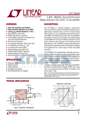 LTC3568EDD datasheet - 1.8A, 4MHz, Synchronous Step-Down DC/DC Converter