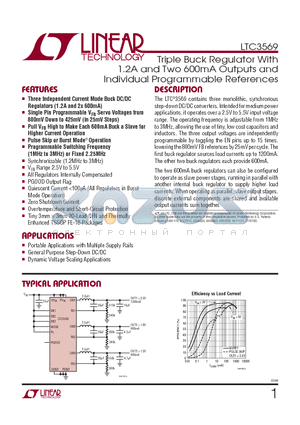 LTC3569EUD-PBF datasheet - Triple Buck Regulator With 1.2A and Two 600mA Outputs and Individual Programmable References