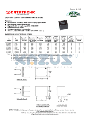 PT27210 datasheet - Current Sense Transformers 25kHz