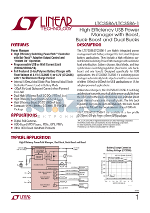 LTC3586EUFE-PBF datasheet - High Effi ciency USB Power Manager with Boost, Buck-Boost and Dual Bucks