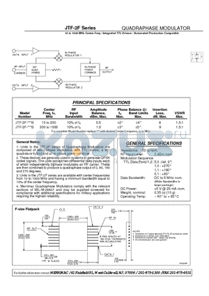 JTF-2F-1000B datasheet - QUADRAPHASE MODULATOR