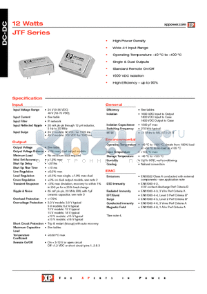 JTF1224D12 datasheet - DC-DC Power Supplies