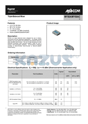 MY50AC datasheet - Triple-Balanced Mixer